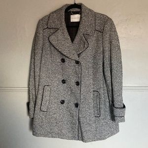 Windsmoor Black and White Twill Button Down Pea Coat